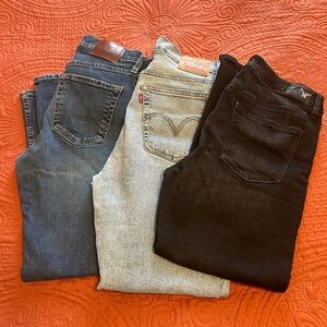 Denim Jeans Trio - Blue, Light Wash, Black